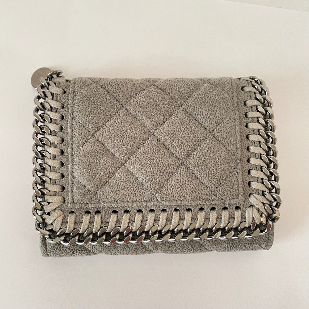 Stella McCartney Falabella Quilted Wallet Gray Compact Bifold